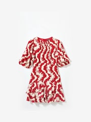 Mint Velvet Red Wavy Print Mini Dress - Image 7 of 8