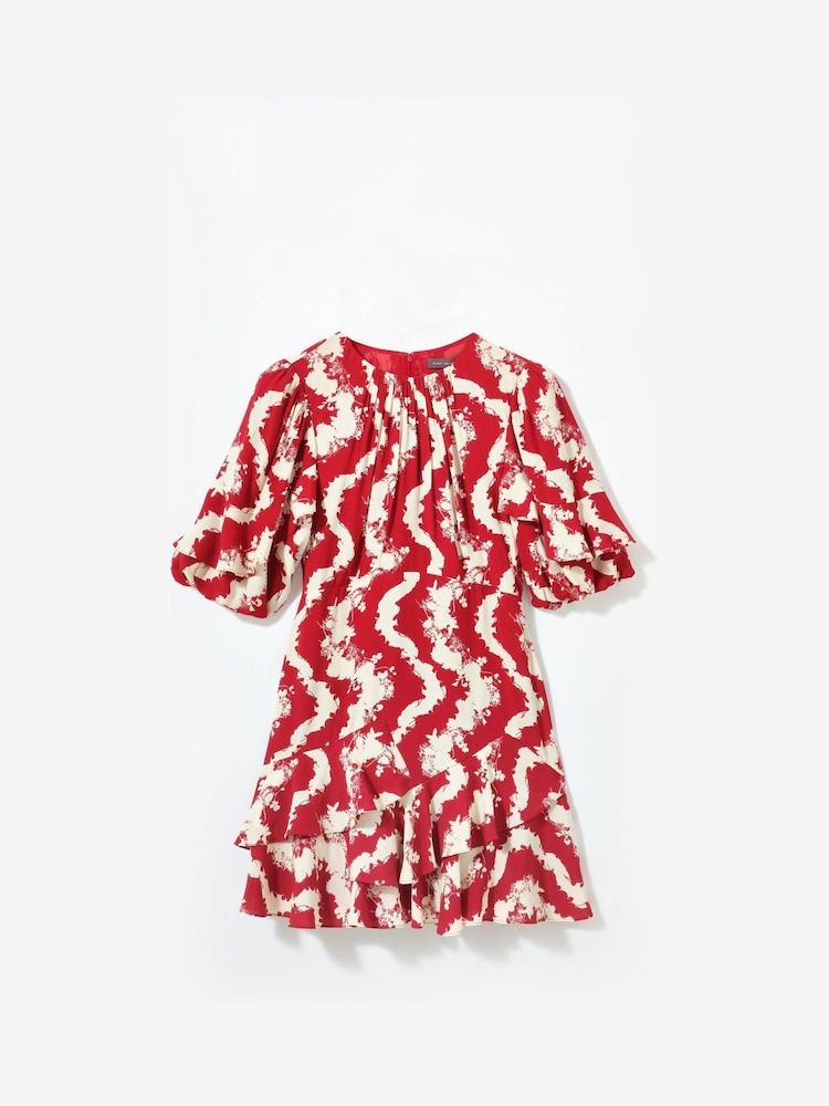 strapless open back dress Dorothy Knit Print Mini Dress - Red Deco Fleur Print