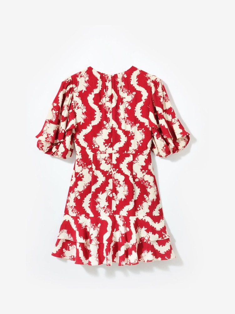 Mint Velvet Red Wavy Print Mini Dress - Image 8 of 8