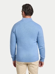 Raging Bull Blue Chunky Fleck Quarter Zip Knit Jumper - Image 2 of 6