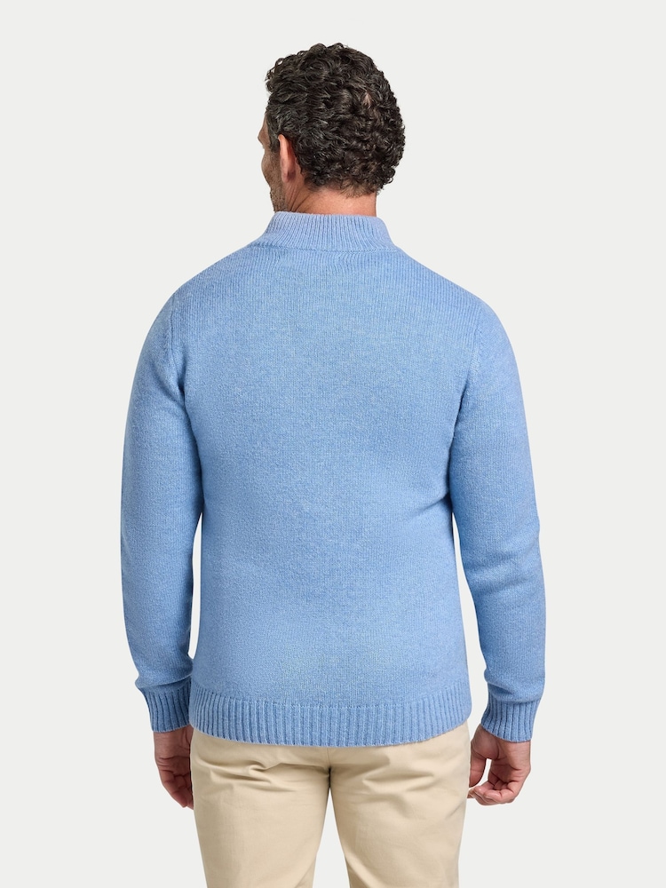 Raging Bull Blue Chunky Fleck Quarter Zip Knit Jumper - Image 2 of 6