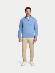 Raging Bull Blue Chunky Fleck Quarter Zip Knit Jumper - Image 3 of 6