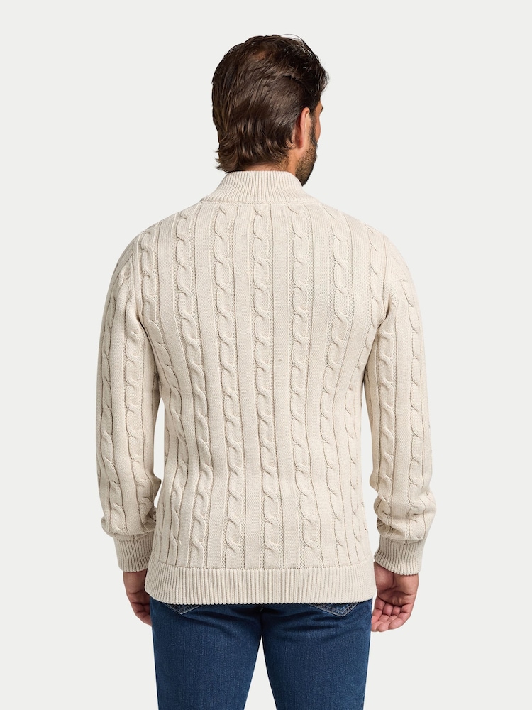 Raging Bull Natural Chunky Cable Quarter Zip Knit Jumper - Image 2 of 5