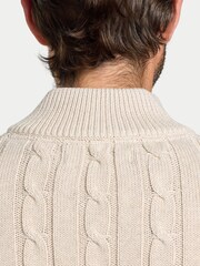 Raging Bull Natural Chunky Cable Quarter Zip Knit Jumper - Image 4 of 5