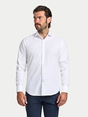 Raging Bull Long Sleeve Premium Dobby Cotton White Shirt - Imagen 1 de 5