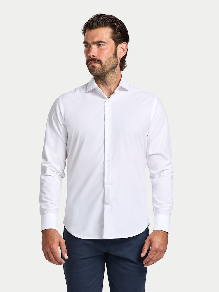 Raging Bull Long Sleeve Premium Dobby Cotton White Shirt - Imagen 1 de 5