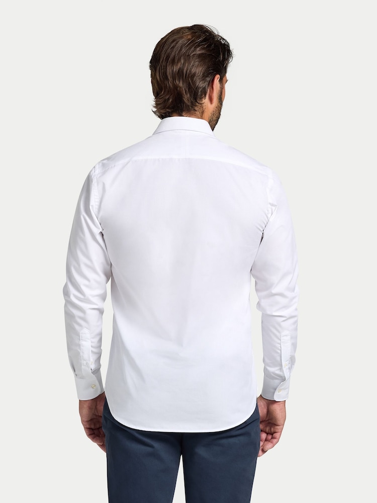 Raging Bull Long Sleeve Premium Dobby Cotton White Shirt - Imagen 2 de 5