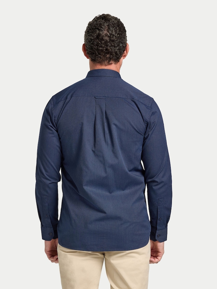 Raging Bull Blue Long Sleeve Dash Dobby Cotton Shirt - 画像 2 / 5