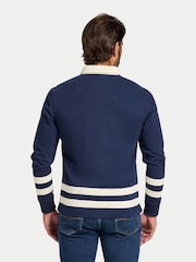 Raging Bull Blue Long Sleeve Cut & Sew Stripes Rugby Shirt - Image 2 of 5