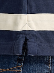 Raging Bull Blue Long Sleeve Cut & Sew Stripes Rugby Shirt - Image 5 of 5