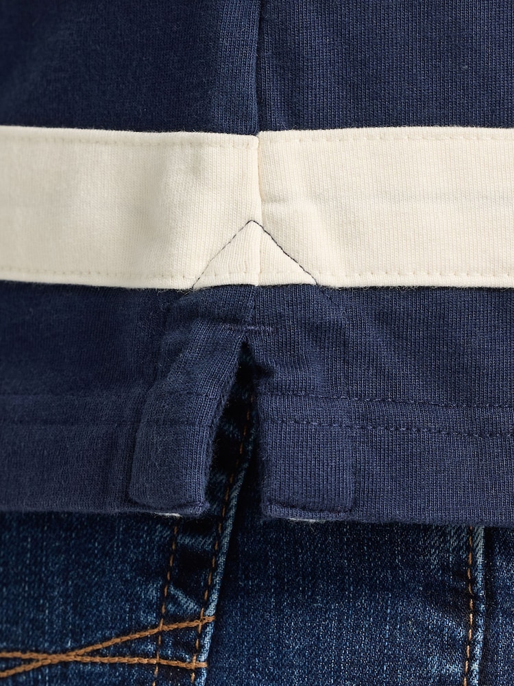 Raging Bull Blue Long Sleeve Cut & Sew Stripes Rugby Shirt - Image 5 of 5 Raging Bull Blue Long Sleeve Cut & Sew Stripes Rugby Shirt - Image 5 of 5