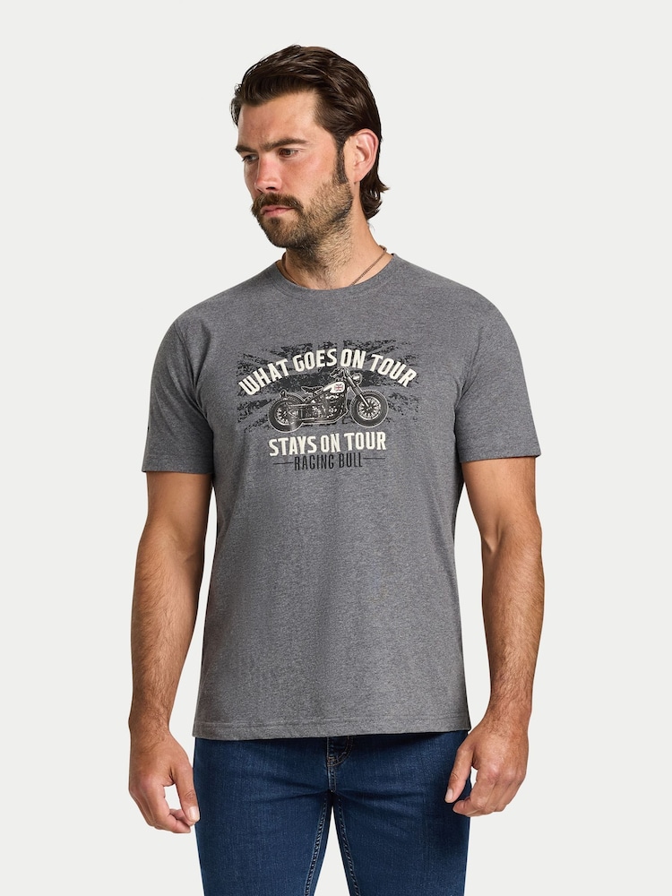 Raging Bull Grey What Goes On Tour Print T-Shirt - Image 1 of 4 Raging Bull Grey What Goes On Tour Print T-Shirt - Image 1 of 4