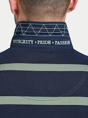 Raging Bull Green Long Sleeve Fine Stripe Rugby Shirt - Image 4 of 5