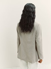 Neutral Linen Rich Herringbone Single Breasted Blazer - Image 4 of 7