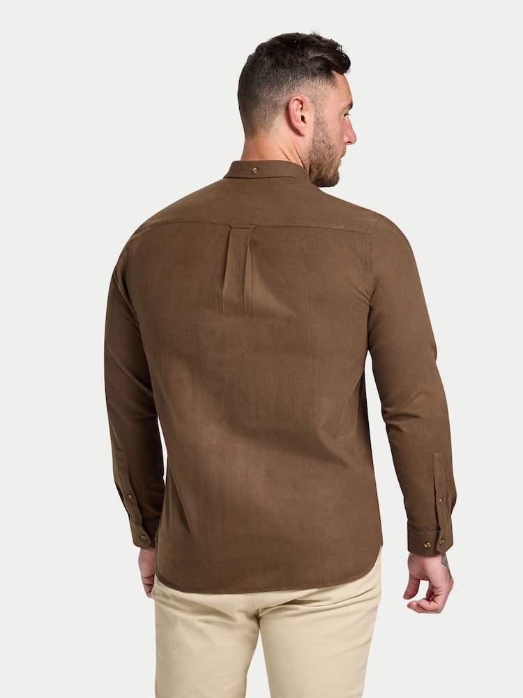 Raging Bull Long Sleeve Brushed Two Tone Bold Herringbone Brown Shirt - Image 2 of 5