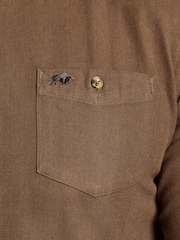 Raging Bull Long Sleeve Brushed Two Tone Bold Herringbone Brown Shirt - Image 3 of 5