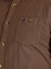 Cămașă Raging Bull maro cu mânecă lungă, periată, în două tonuri, cu model herringbone îndrăzneț - Imaginea 7 din 8