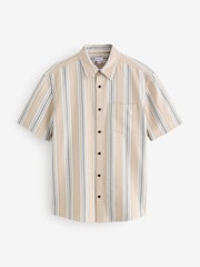 Neutral Textured Striped Short Sleeve Shirt - Image 1 of 1
