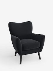 Plush Velvet Easy Clean Charcoal Grey Wilson Highback Armchair - Image 3 of 5