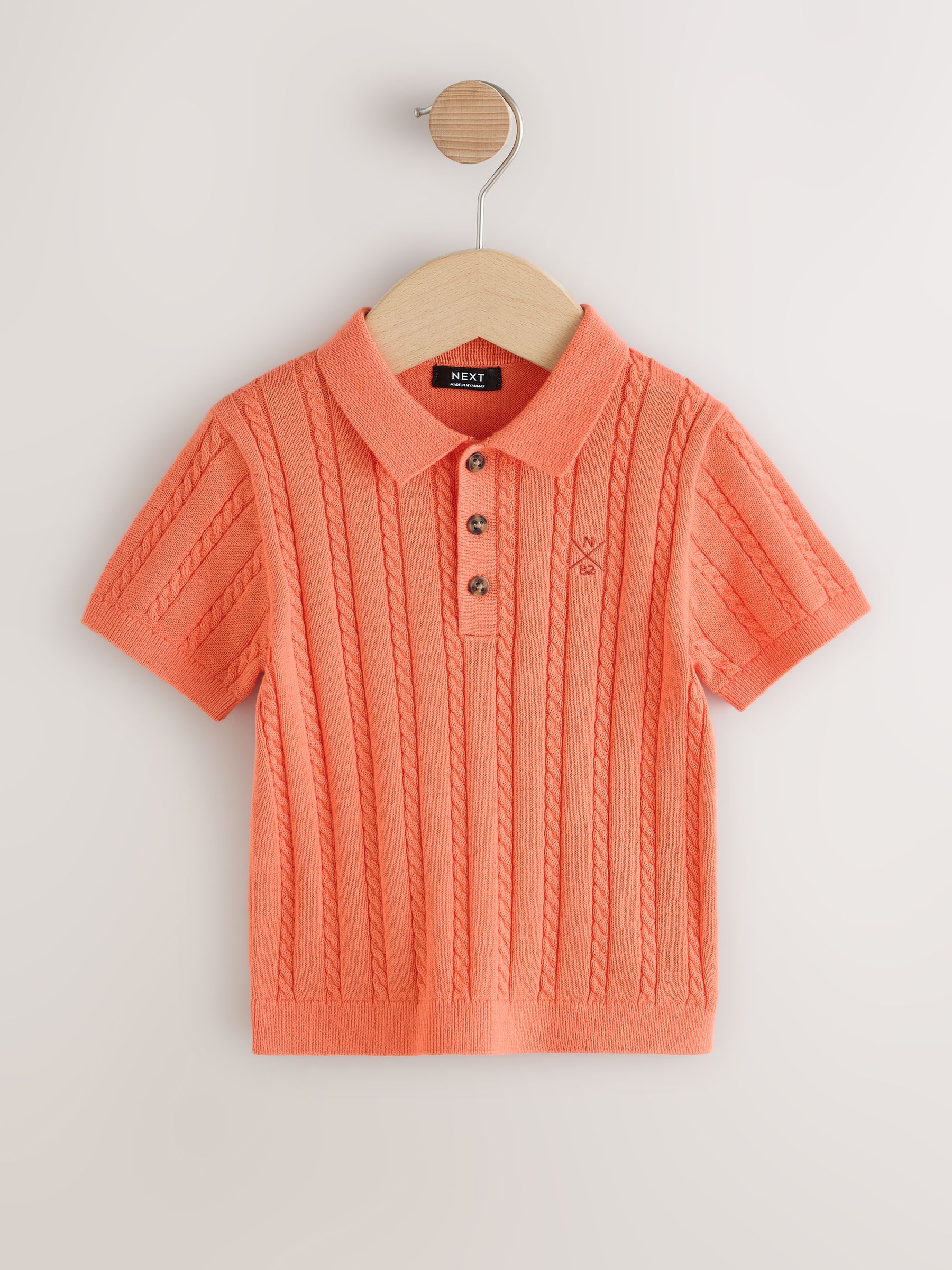 Buy Coral Pink Cable Knit Polo Shirt (3mths-7yrs) from Next USA