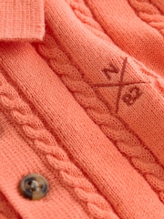 Coral Pink Cable Knit Polo Shirt (3mths-7yrs) - Image 8 of 8