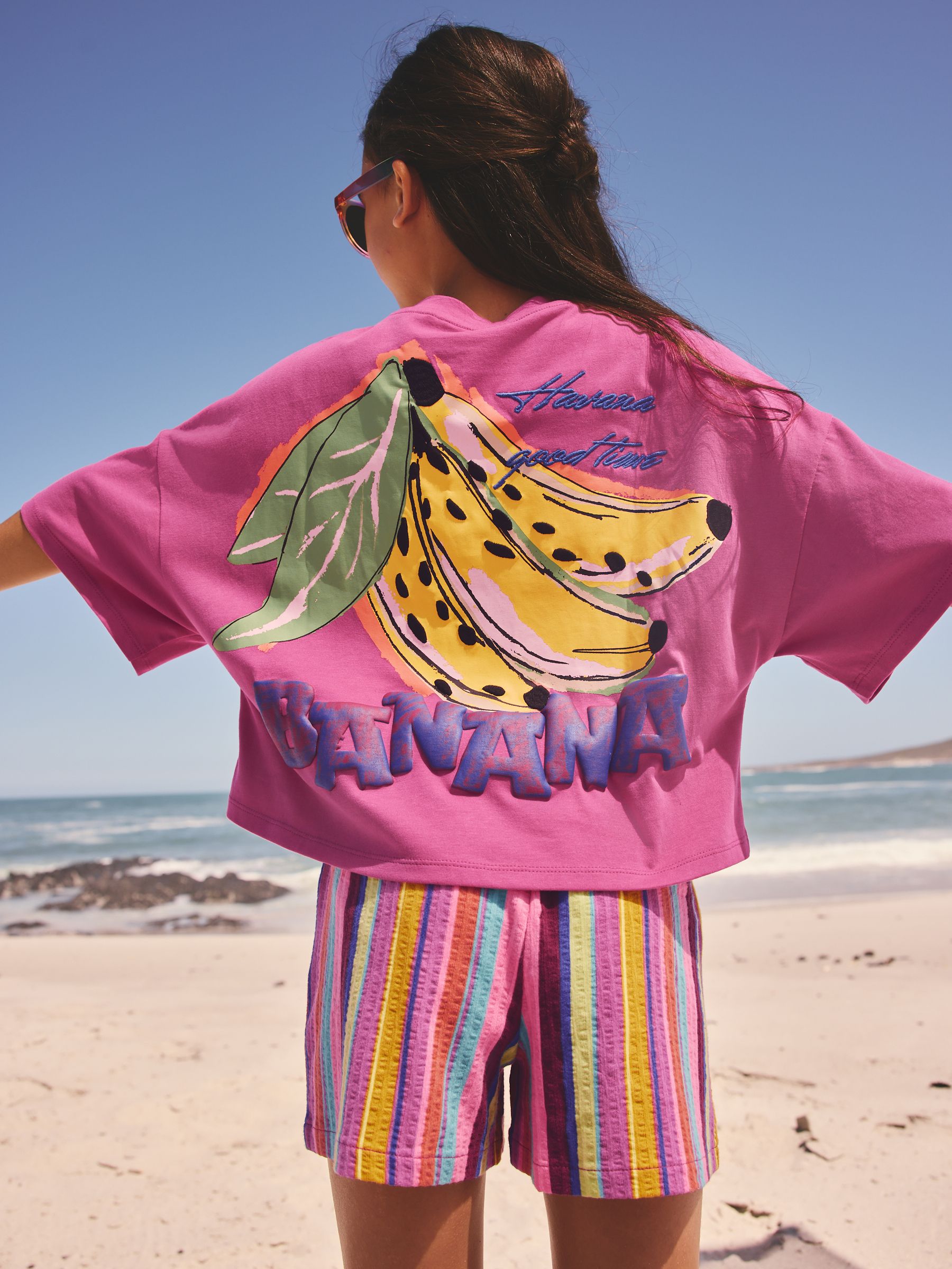 Buy Pink/Stripe Fruit - T-Shirt and Textured Shorts Set (3-16yrs