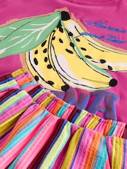 Pink/Stripe Fruit T-Shirt and Textured Shorts Set (3-16yrs) - Image 9 of 9
