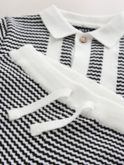 Black/White Knitted Polo Shirt and Shorts Set (3mths-10yrs) - Image 4 of 4