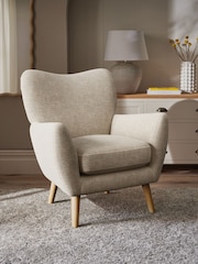 Chunky Weave Cream Wilson Highback Armchair - Image 1 of 5