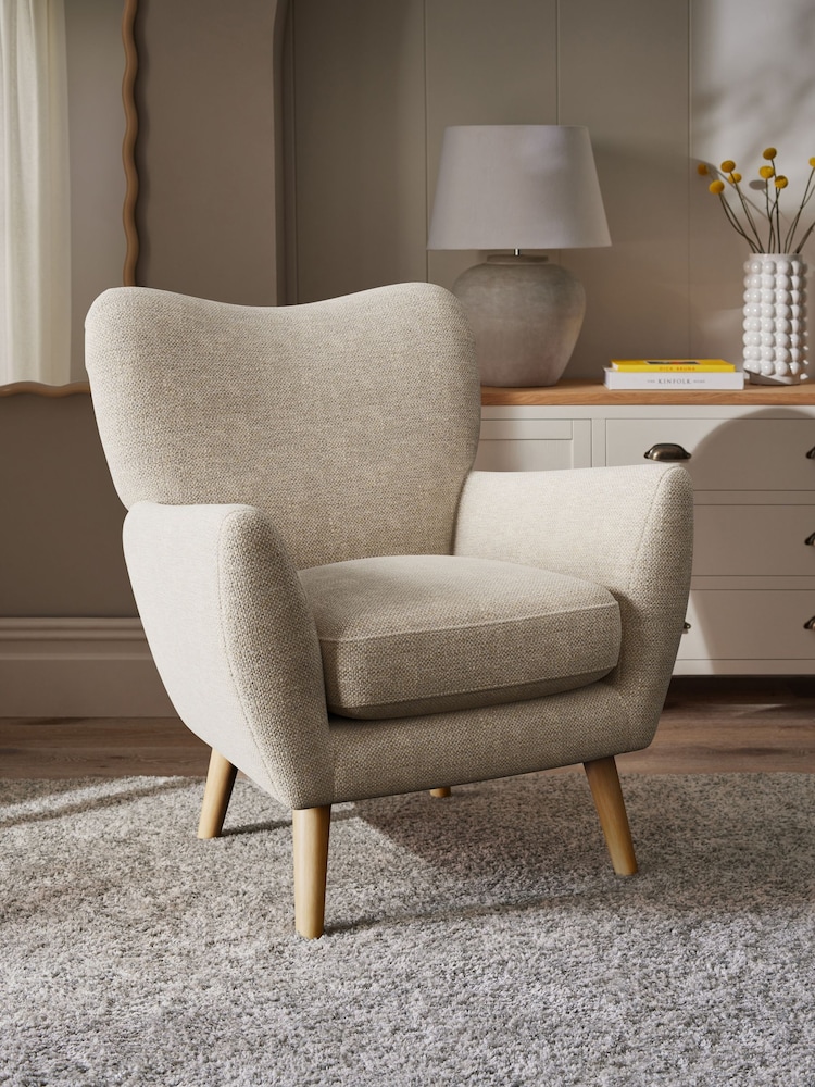 Chunky Weave Cream Wilson Highback Armchair - Image 1 of 5