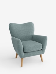 Chunky Chenille Light Teal Green Wilson Highback Armchair - Image 3 of 5