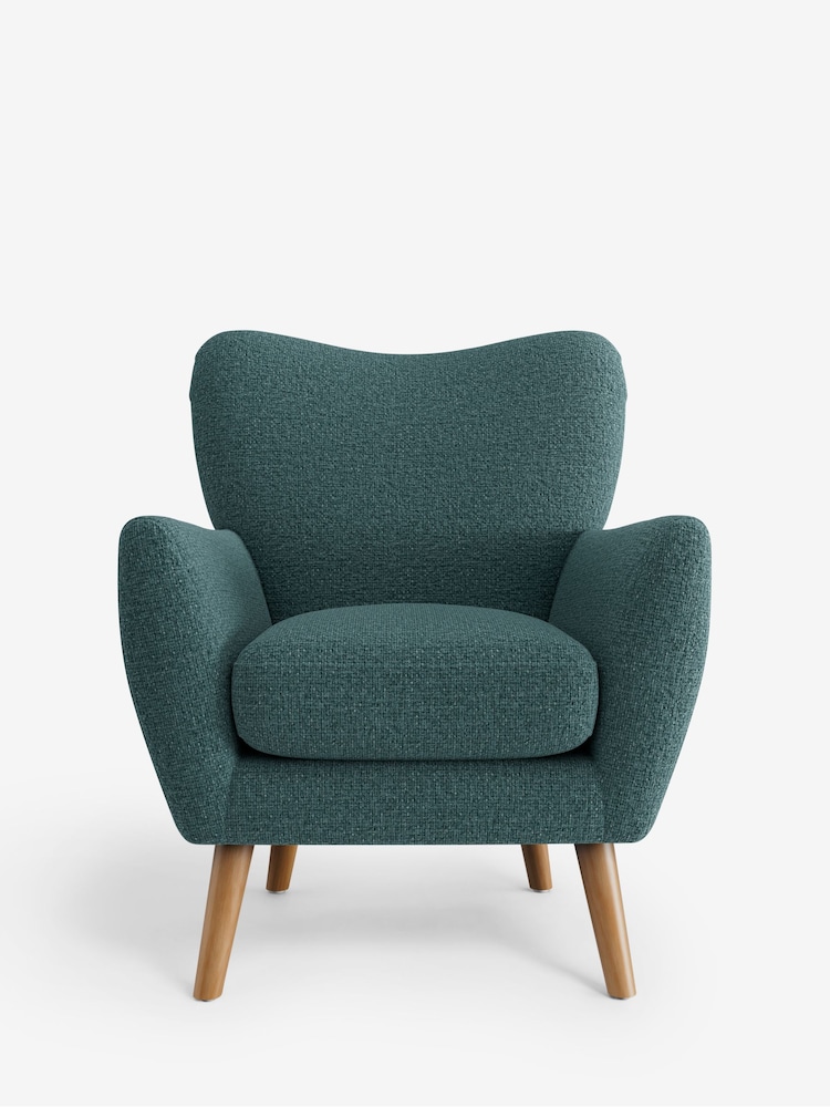 Chunky Chenille Mid Teal Green Wilson Highback Armchair - Image 2 of 5