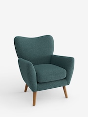 Chunky Chenille Mid Teal Green Wilson Highback Armchair - Image 3 of 5