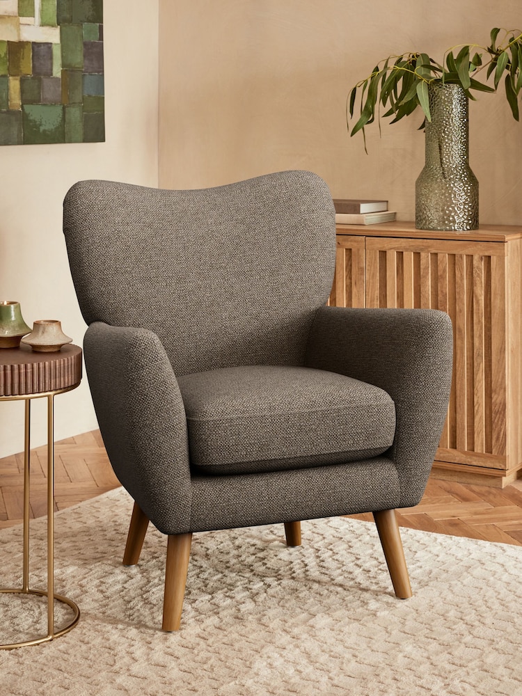 Chunky Weave Dark Natural Wilson Highback Armchair - Image 1 of 5