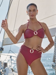 Aubergine høyglans - Love & Roses Bandeau-bikinitopp med ringdetalj - Bilde 6 av 6