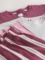 Burgundy/Pink Stripe - Zestaw 2 piżam z krótkim rękawem - Obraz 11 z 11