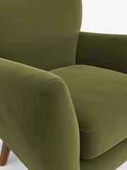 Plush Velvet Easy Clean Mid Olive Green Wilson Highback Armchair - Image 4 of 5