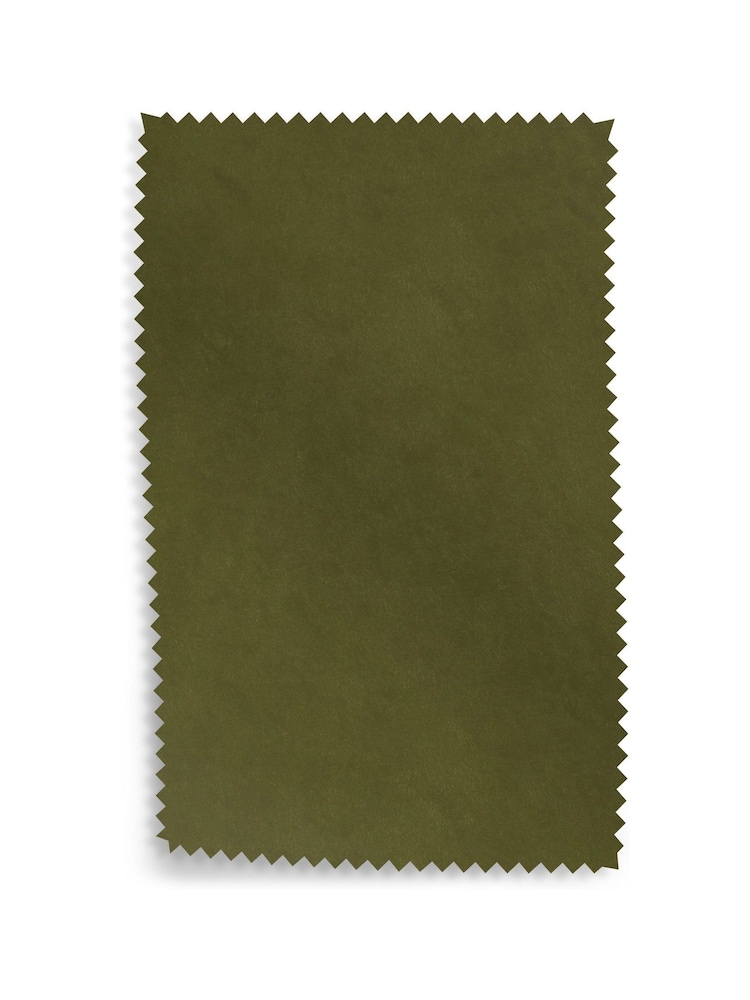 Plush Velvet Easy Clean Mid Olive Green Wilson Highback Armchair - Image 5 of 5