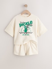 Cream Pickleball Heavyweight T-Shirt and Shorts Set (3-16yrs) - Image 6 of 9