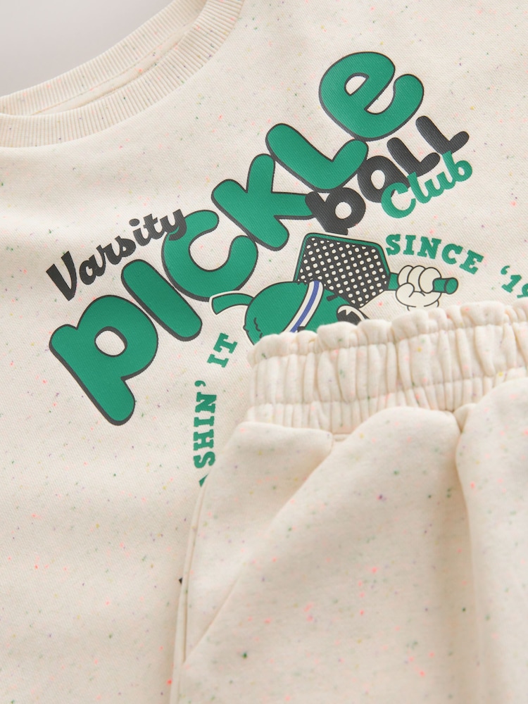 Cream Pickleball Heavyweight T-Shirt and Shorts Set (3-16yrs) - Image 9 of 9