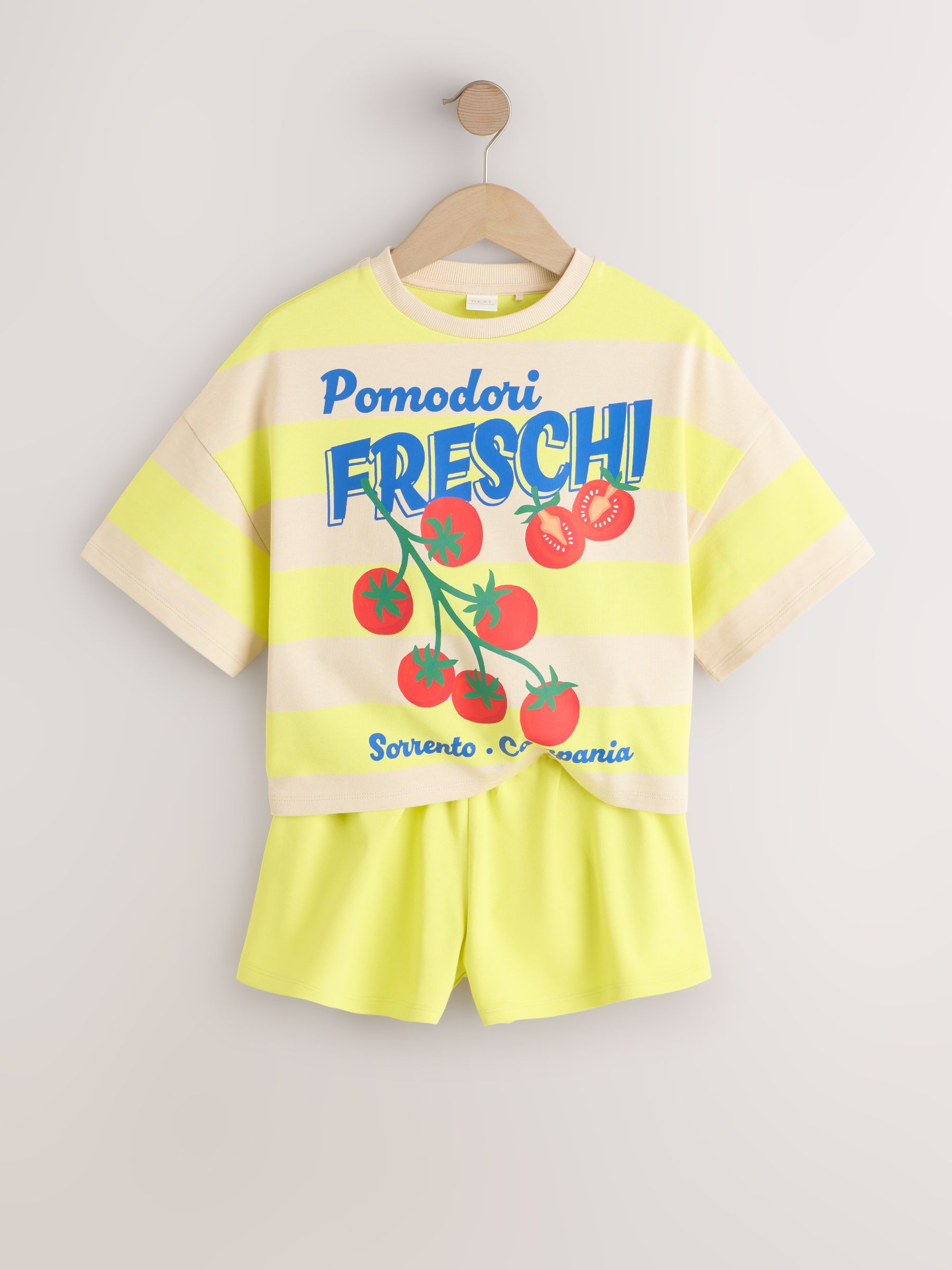 Yellow Stripe Tomato Heavyweight T-Shirt and Shorts Set (3-16yrs) - Size 3 Yrs