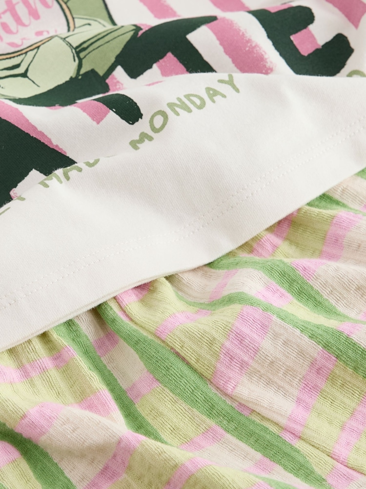 Cream/Green Matcha T-Shirt and Textured Shorts Set (3-16yrs) - Image 5 of 5