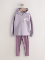 Dusky Purple Slogan Hoodie And Leggings Set (3-16yrs) - Image 6 of 9