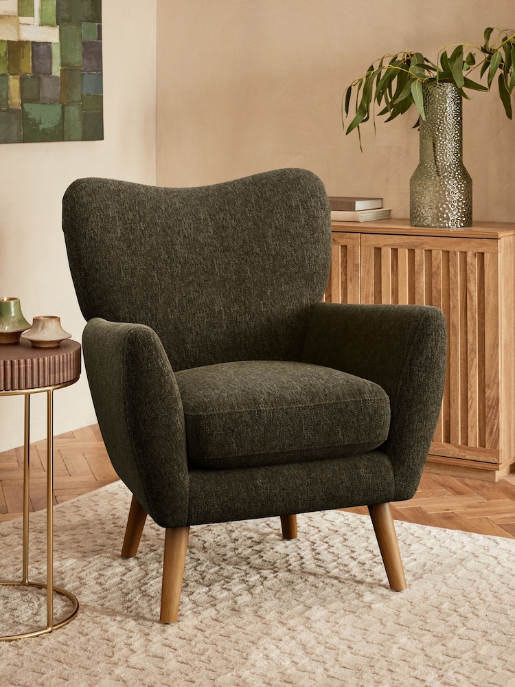 Cotswold Chenille Dark Green Wilson Highback Armchair - Image 1 of 4