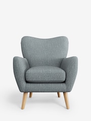 Chunky Weave Mid Blue Wilson Highback Armchair - Image 2 of 5
