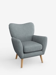 Chunky Weave Mid Blue Wilson Highback Armchair - Image 3 of 5