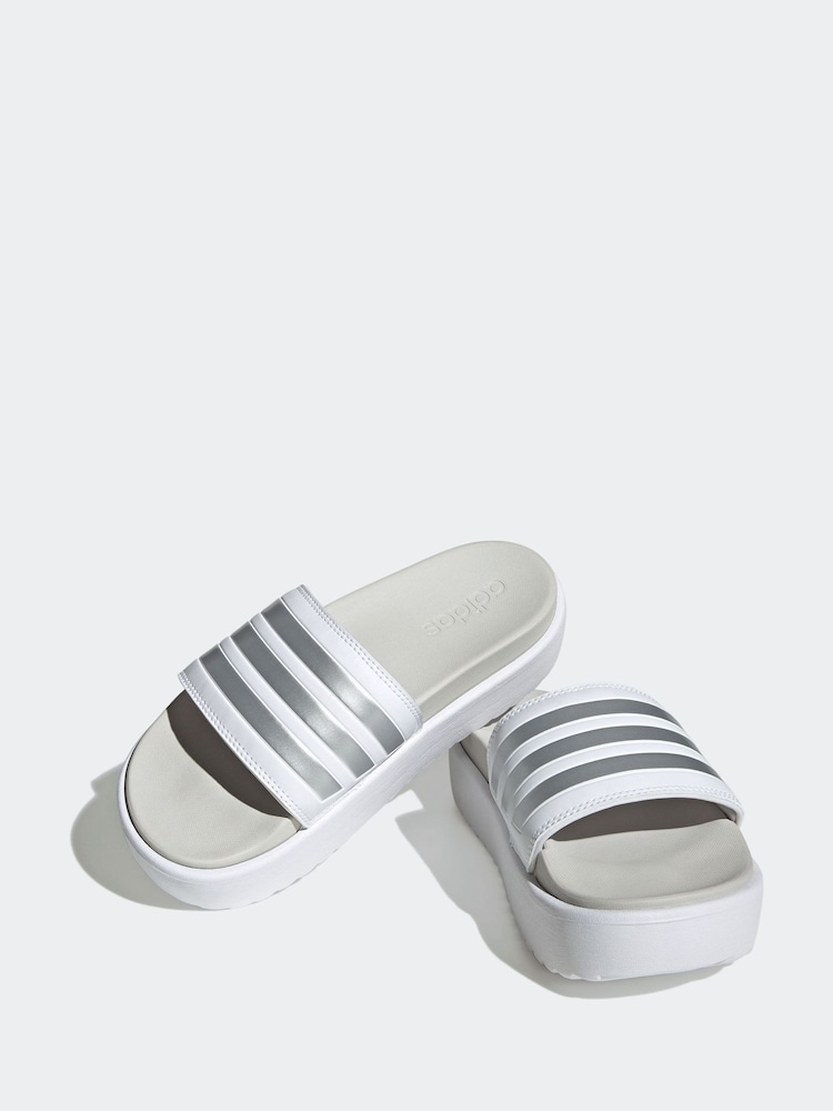 adidas White Adilette Platform Slides - Image 1 of 4