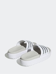 adidas White Adilette Platform Slides - Image 2 of 4