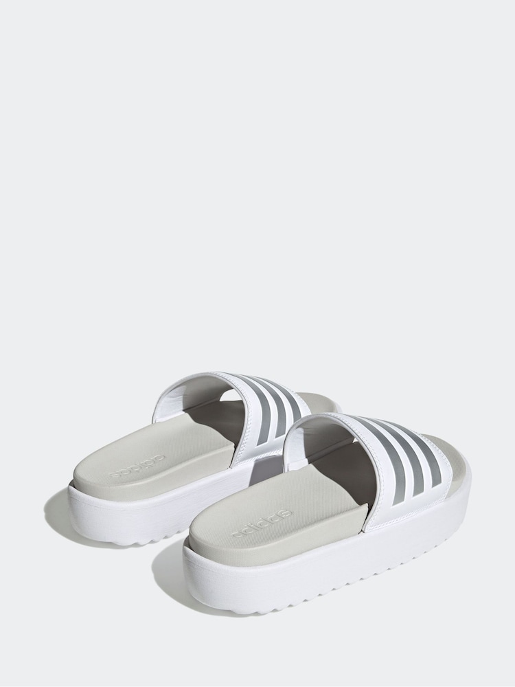 adidas White Adilette Platform Slides - Image 2 of 4