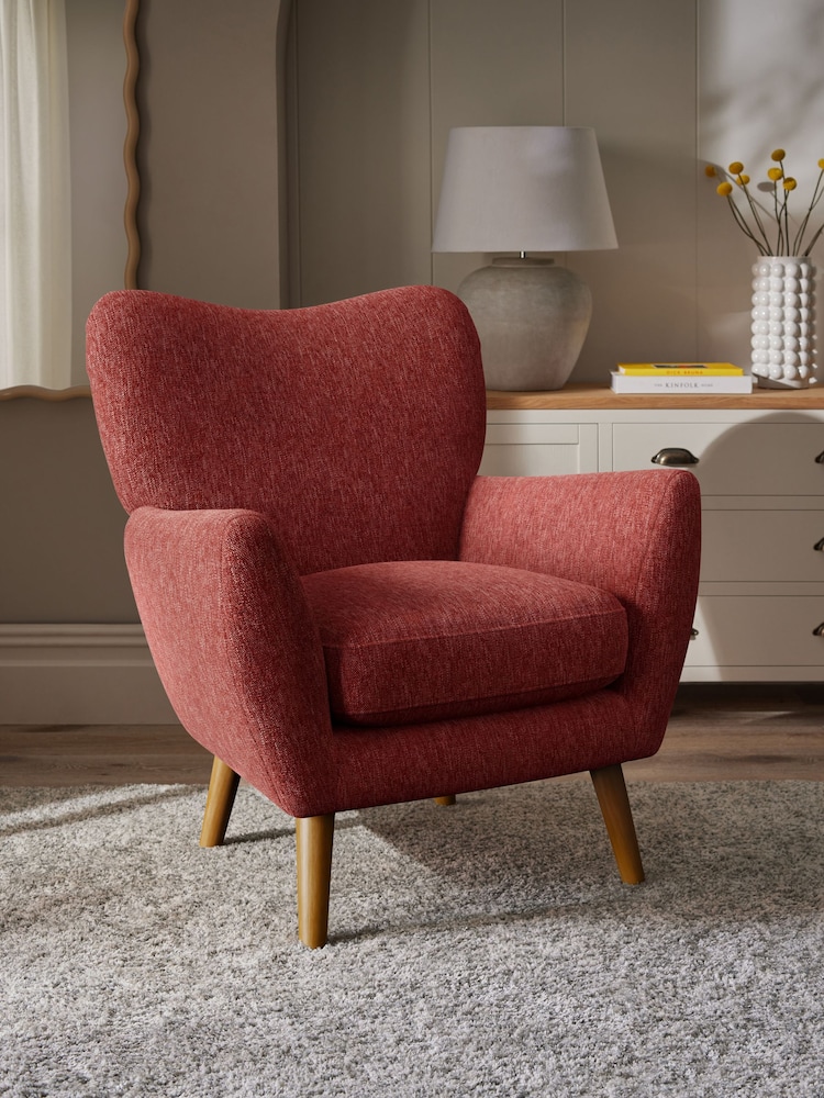 Cotswold Chenille Dark Terracotta Orange Wilson Highback Armchair - Image 1 of 4